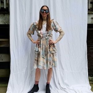 vintage abstract watercolor patchwork rodeo dress